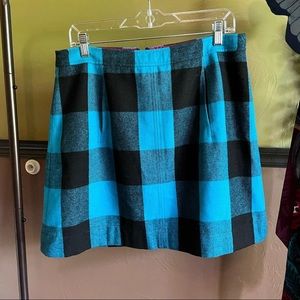 Blue and black plaid plus size mini skirt